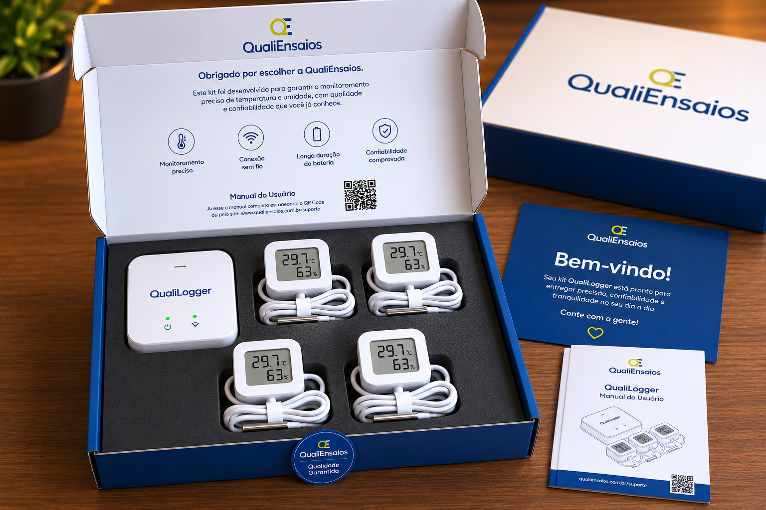Sensores e Gateway do kit QualiLogger